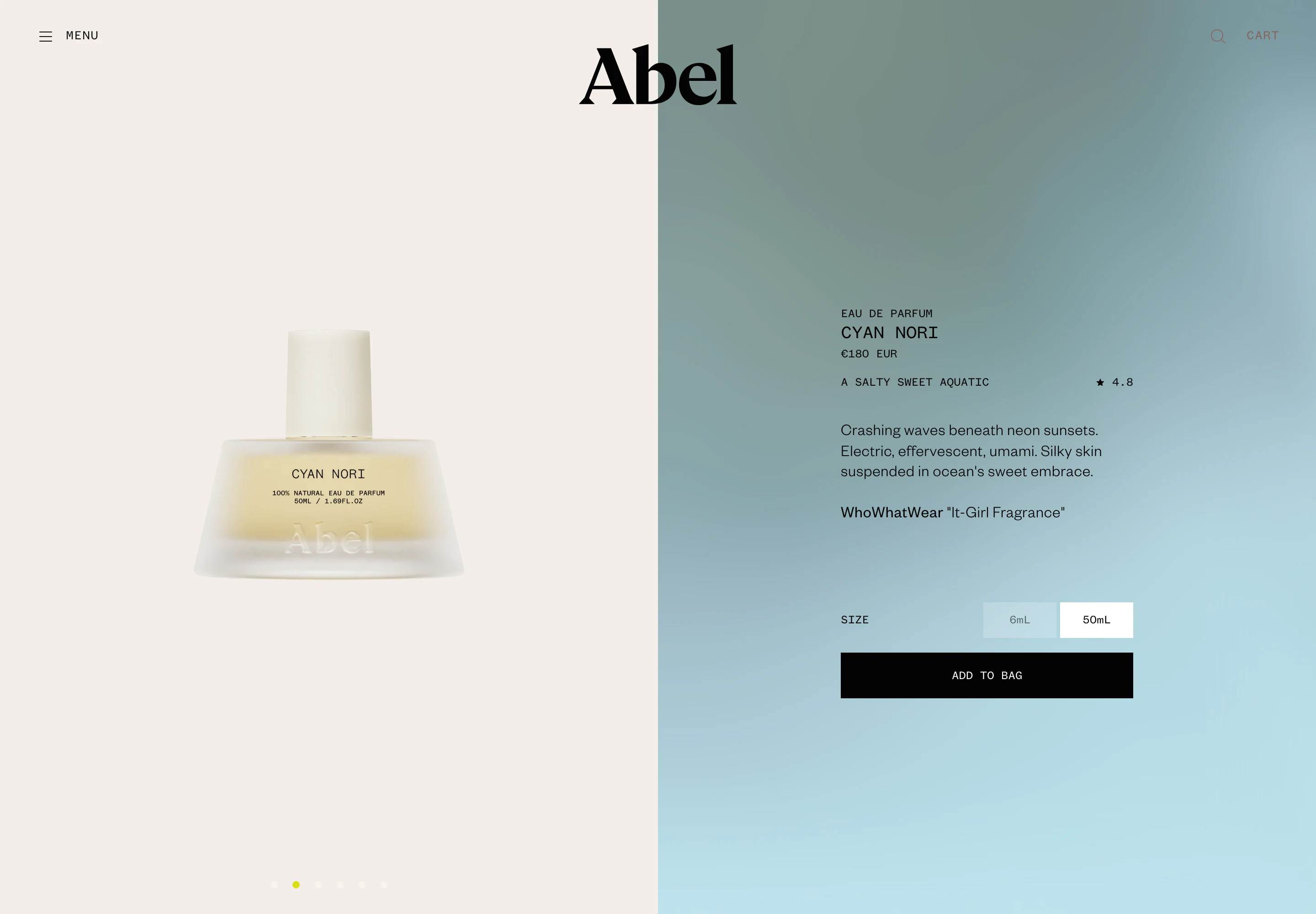 Desktop product page of Abel