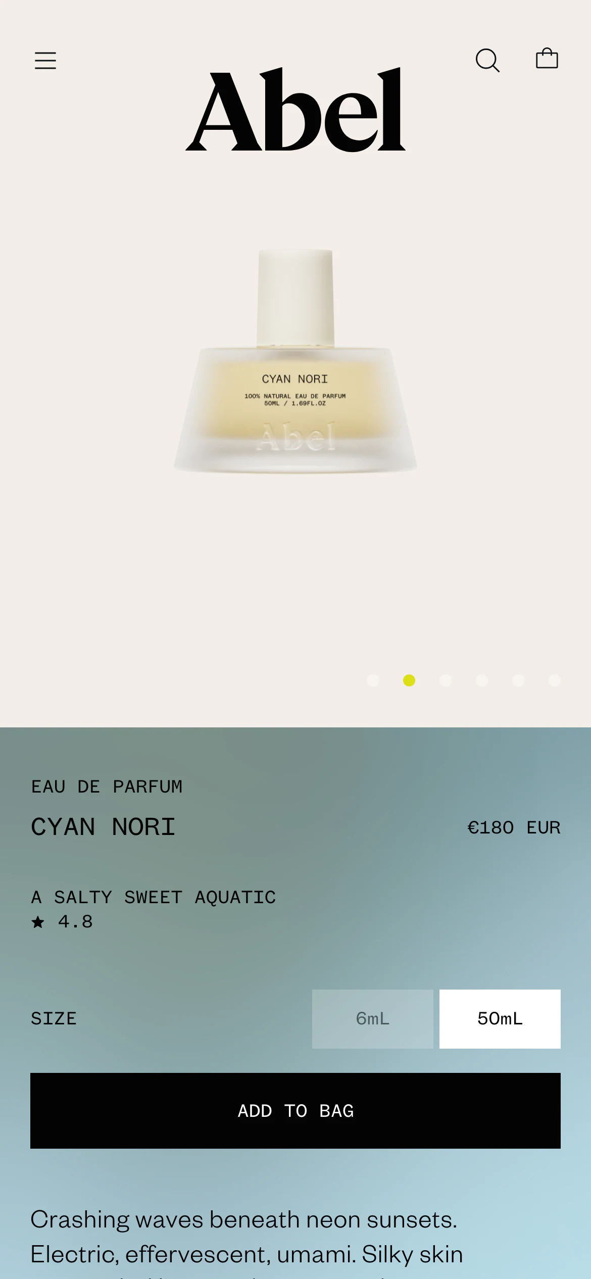 Mobile product page of Abel