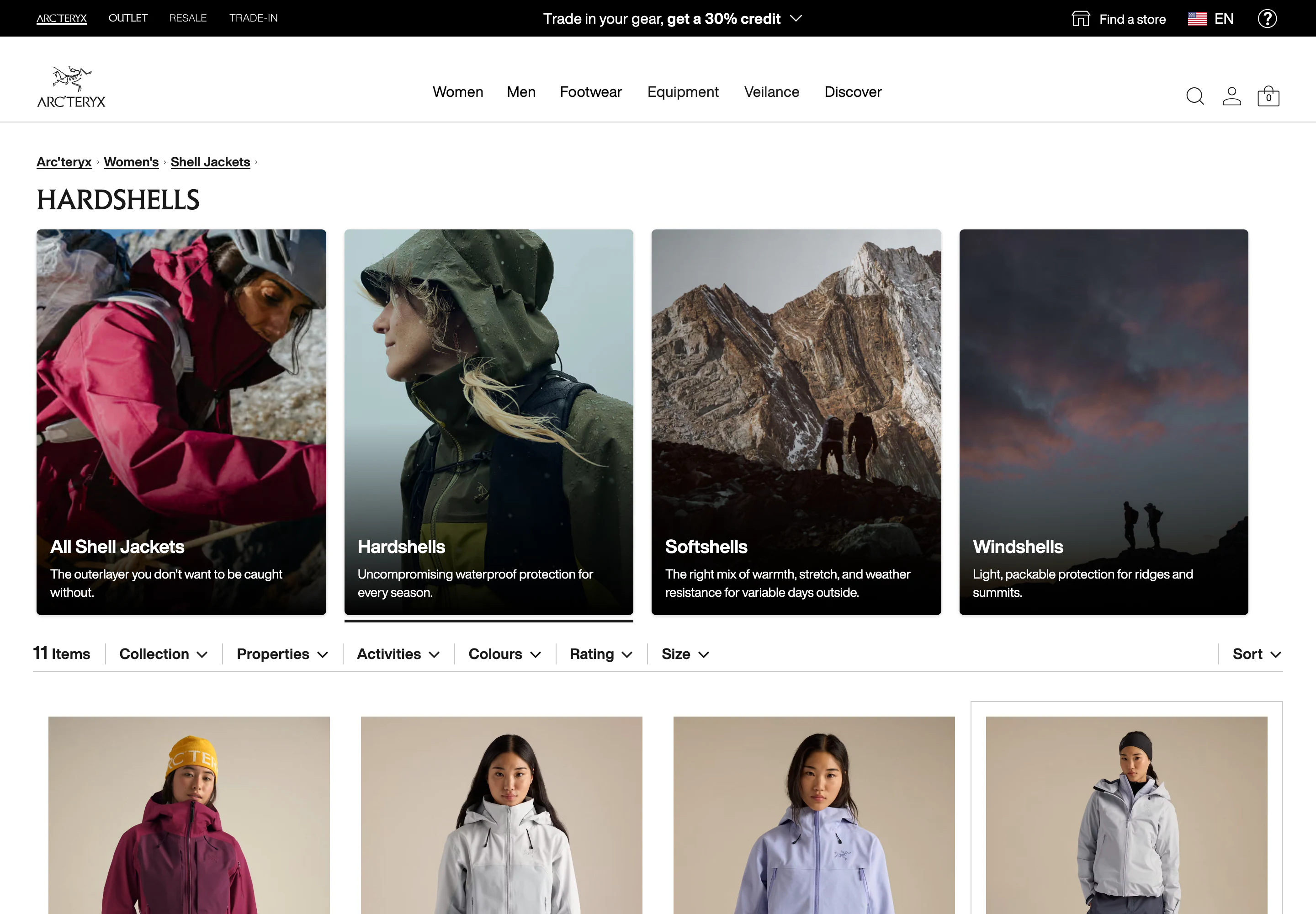 Desktop catalog of Arc'teryx