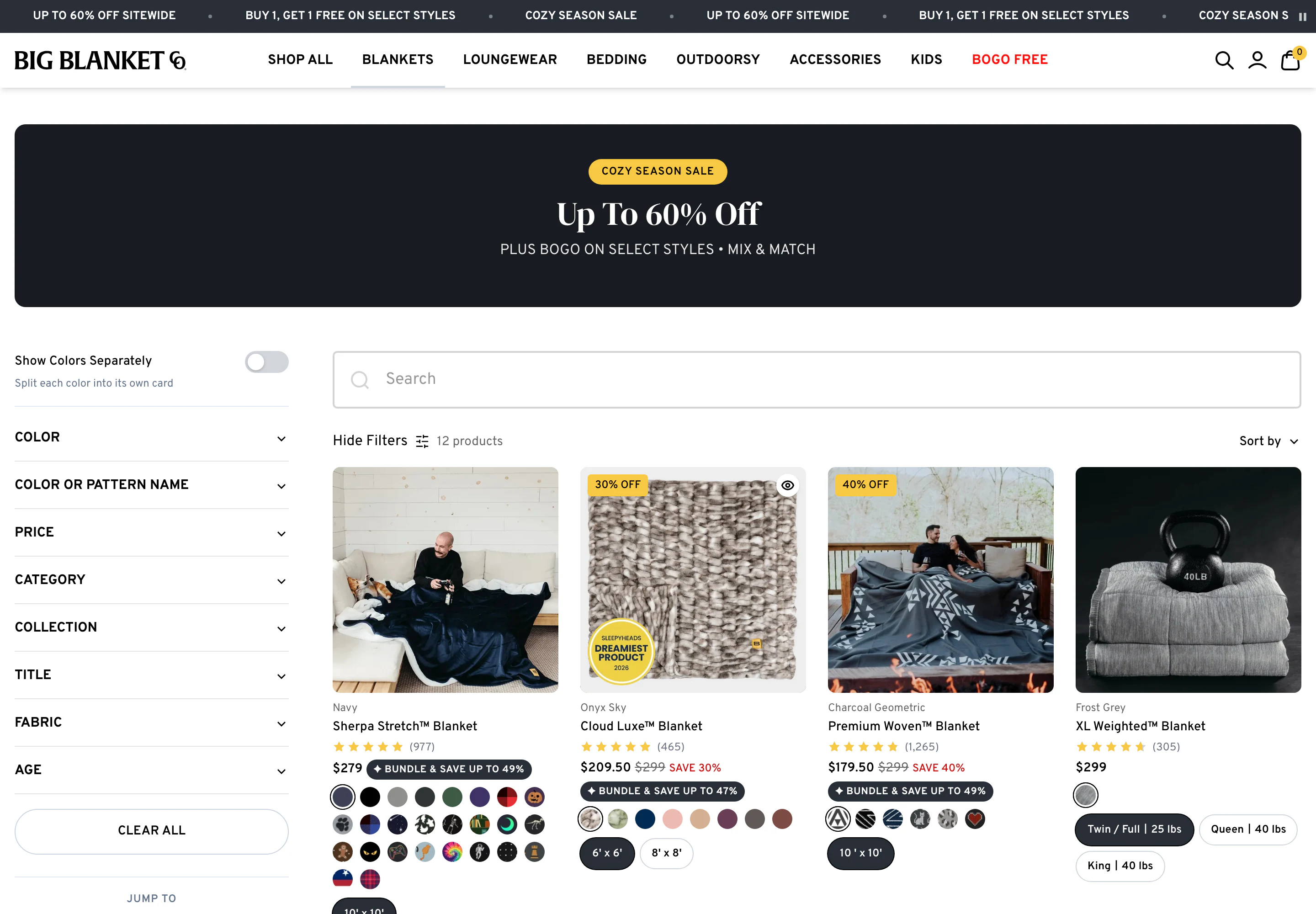 Desktop catalog of Big Blanket Co