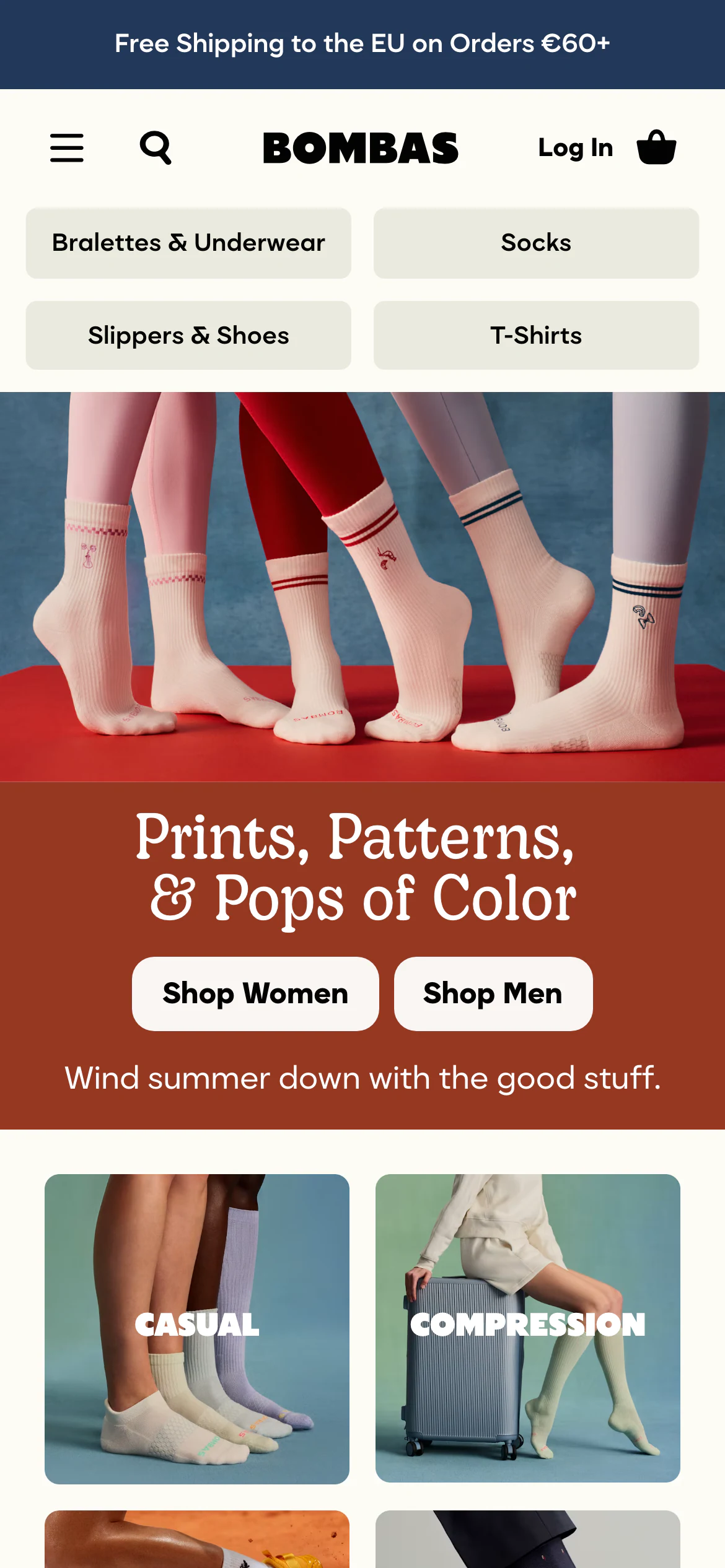 Bombas mobile homepage