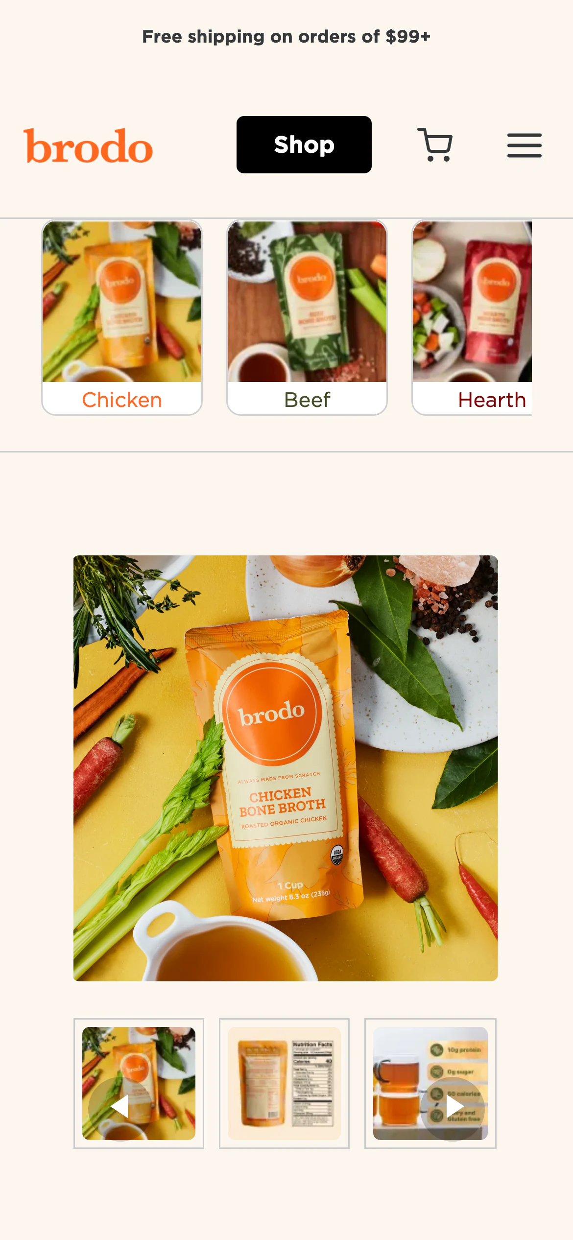 Mobile product page of Brodo