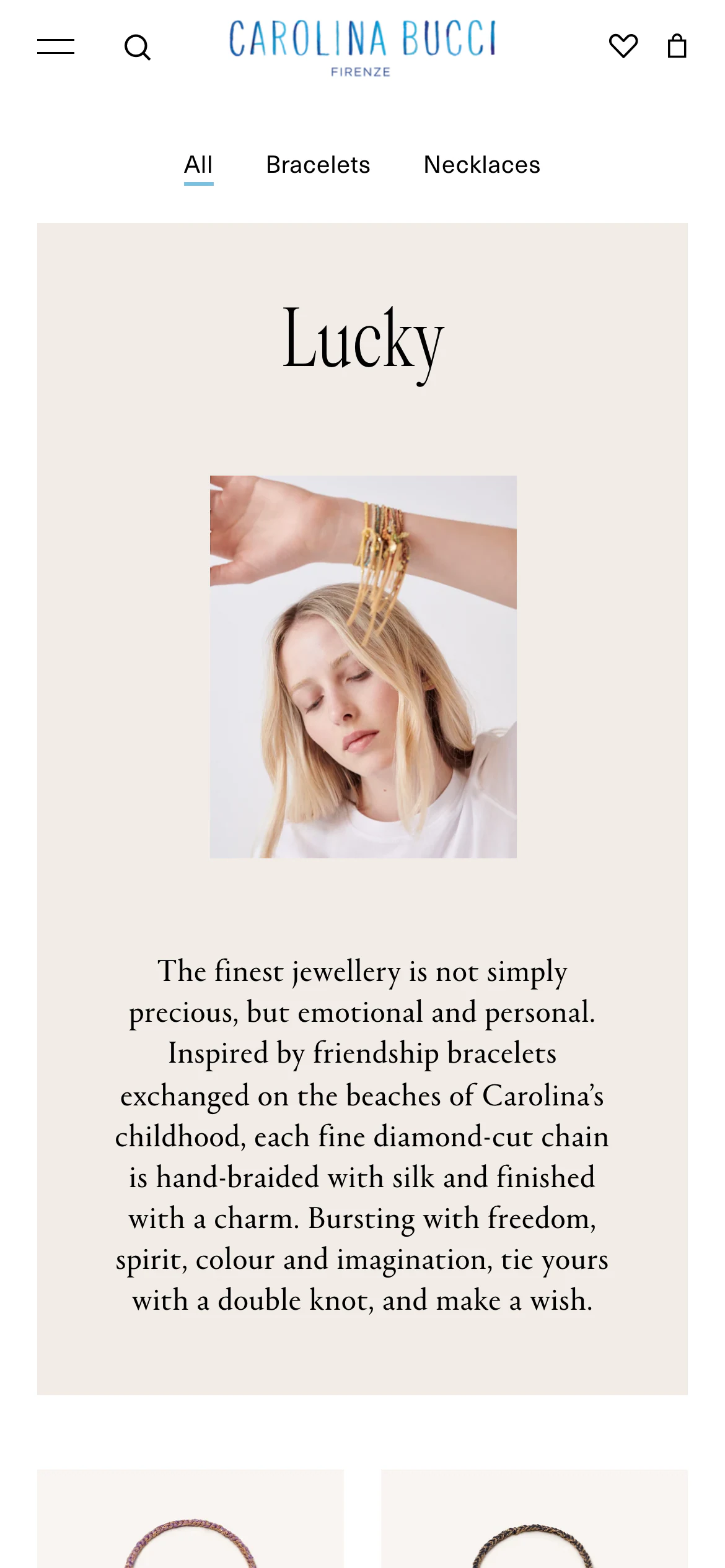 Mobile catalog of Carolina Bucci
