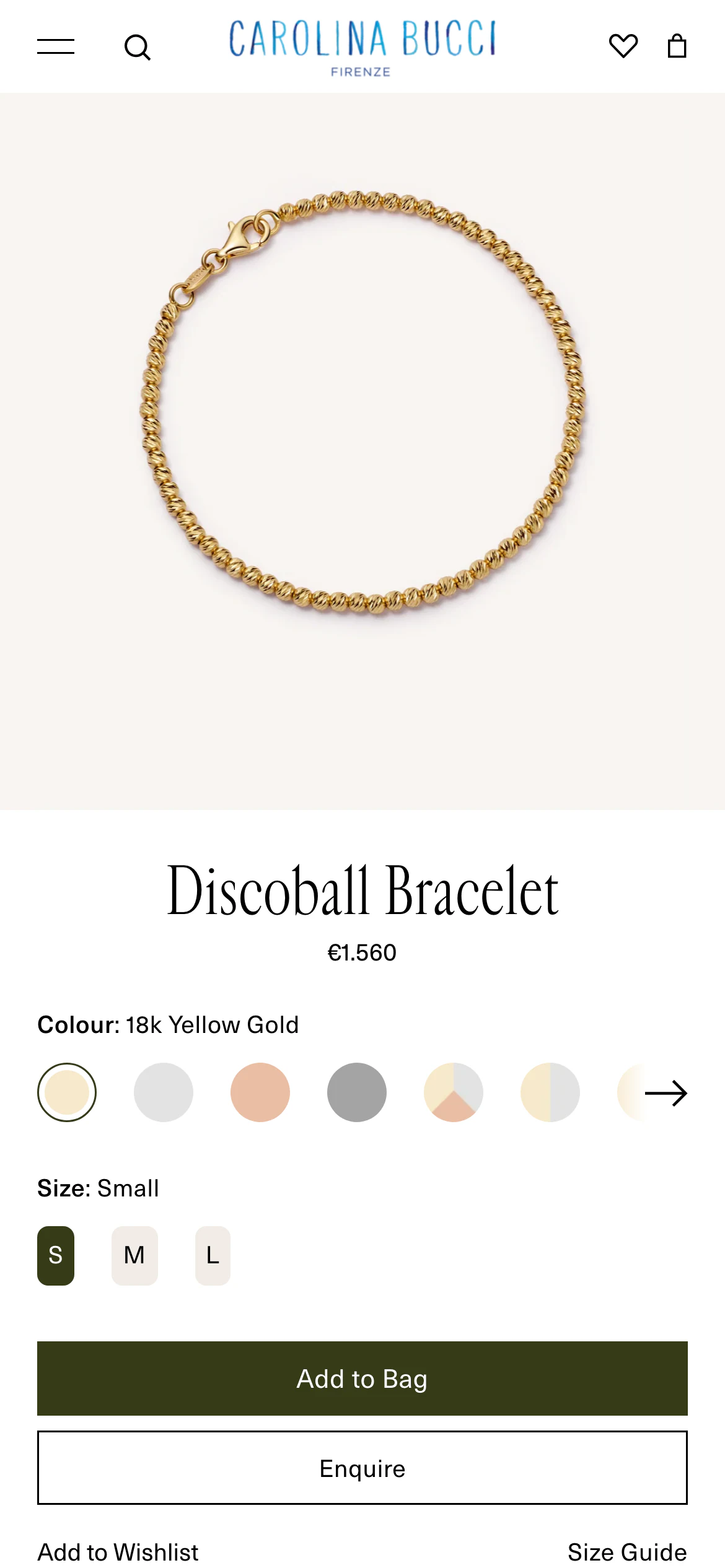 Mobile product page of Carolina Bucci