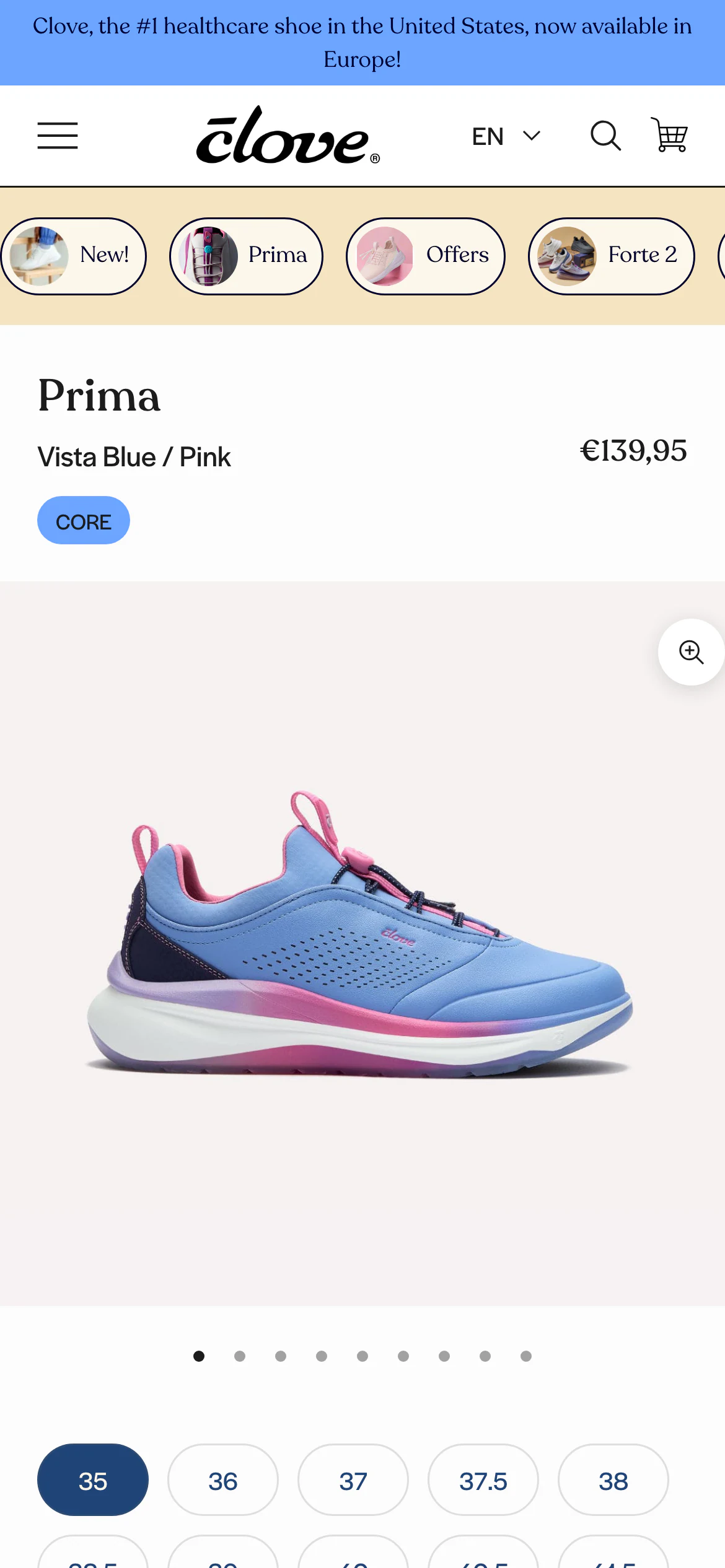 Mobile product page of Clove