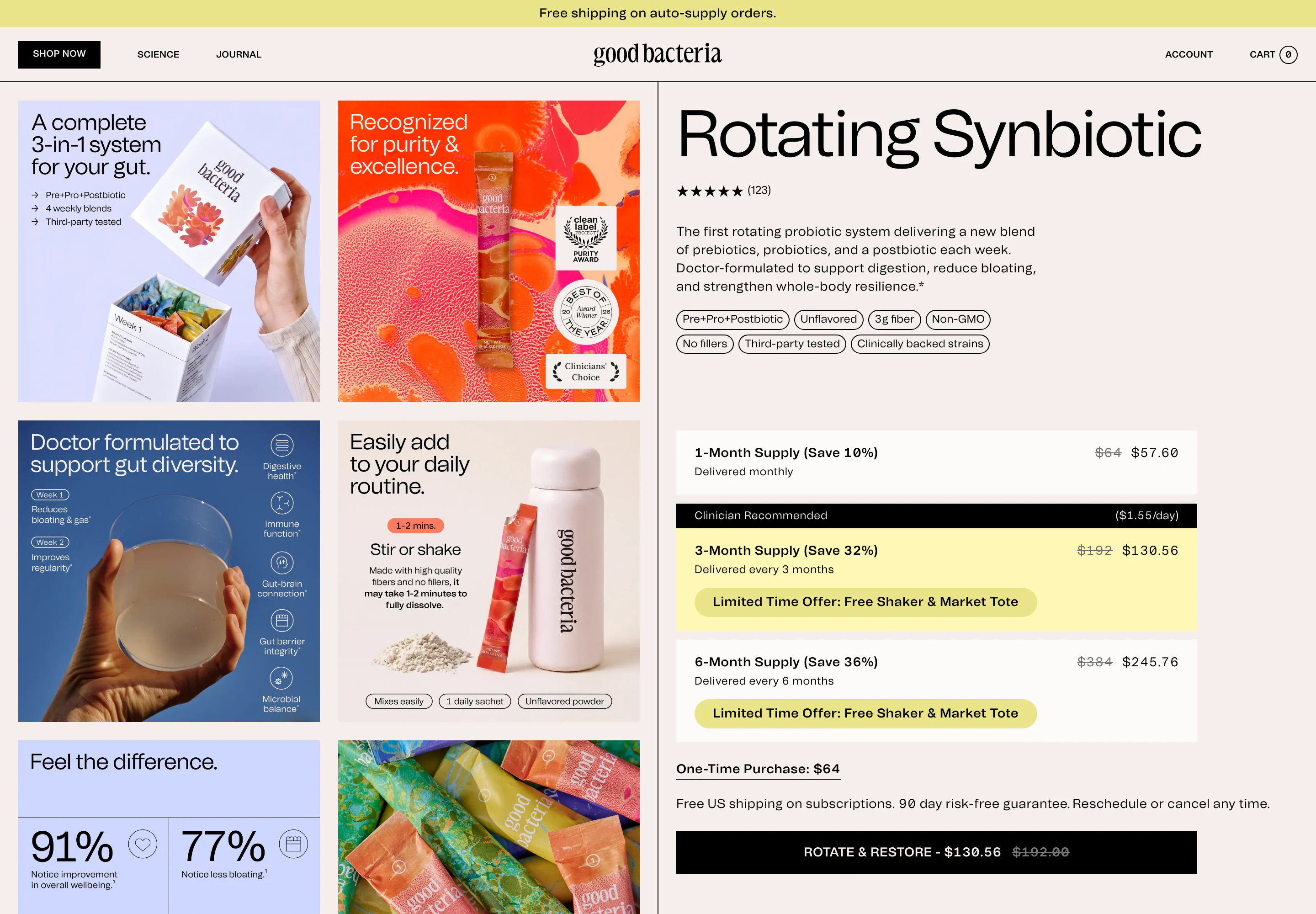 Desktop product page of Good Bacteria