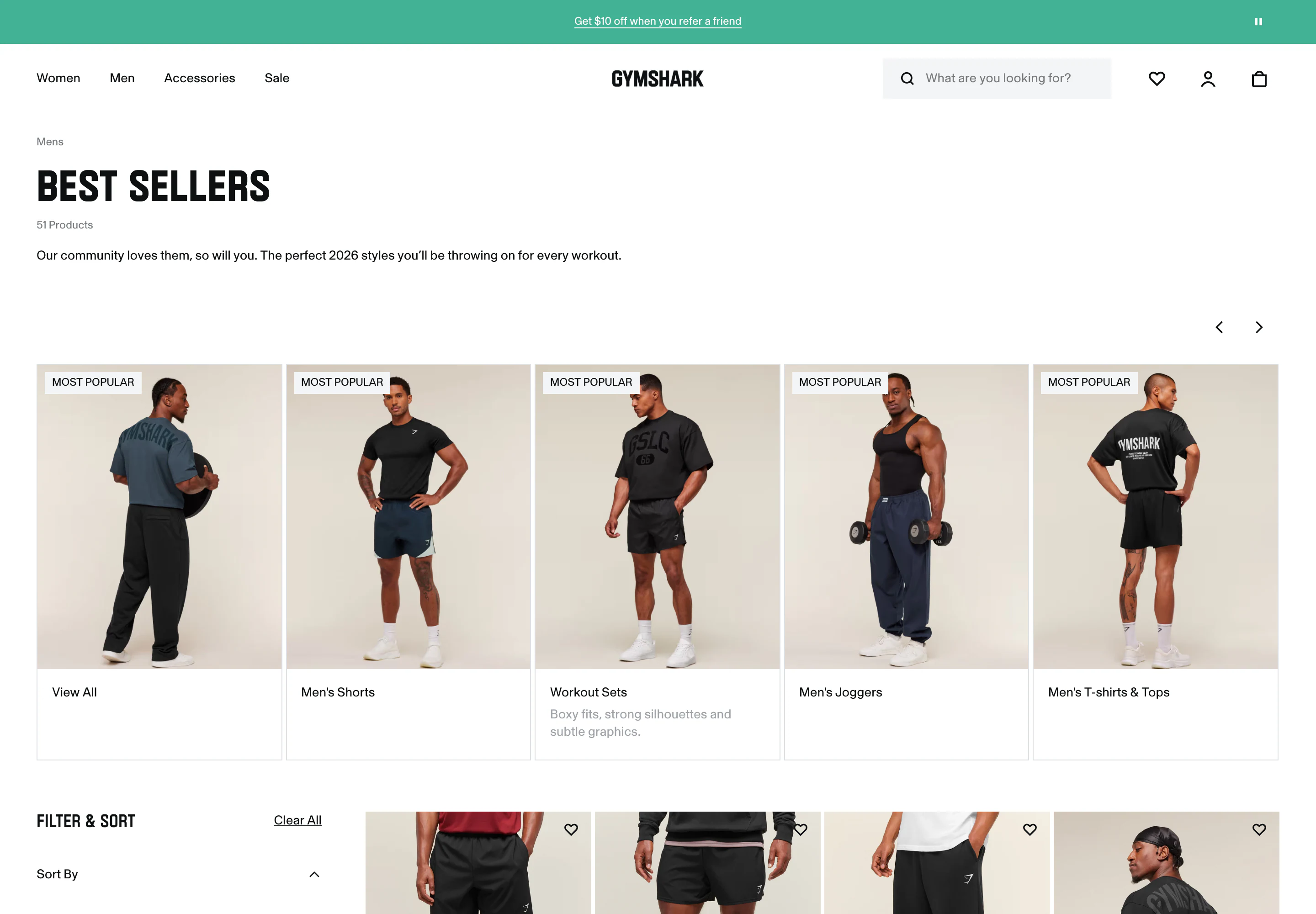Desktop catalog of Gymshark