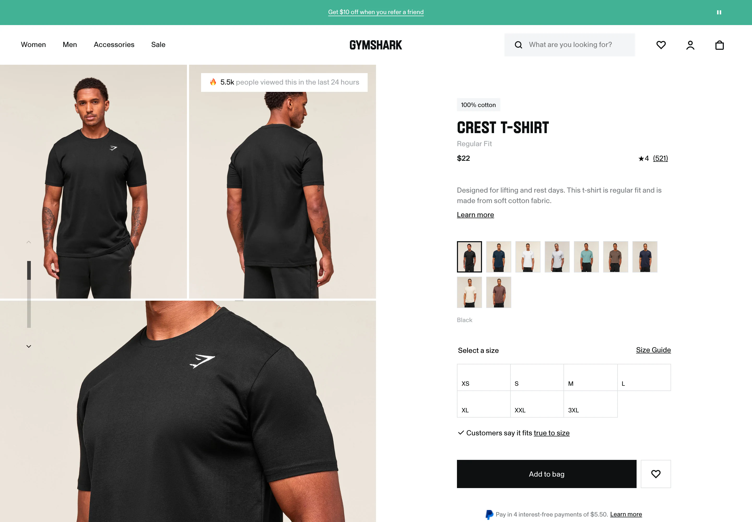 Desktop product page of Gymshark