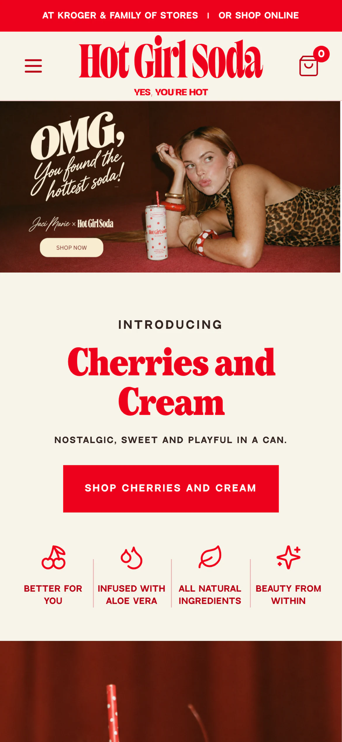 Mobile homepage of Hot Girl Soda
