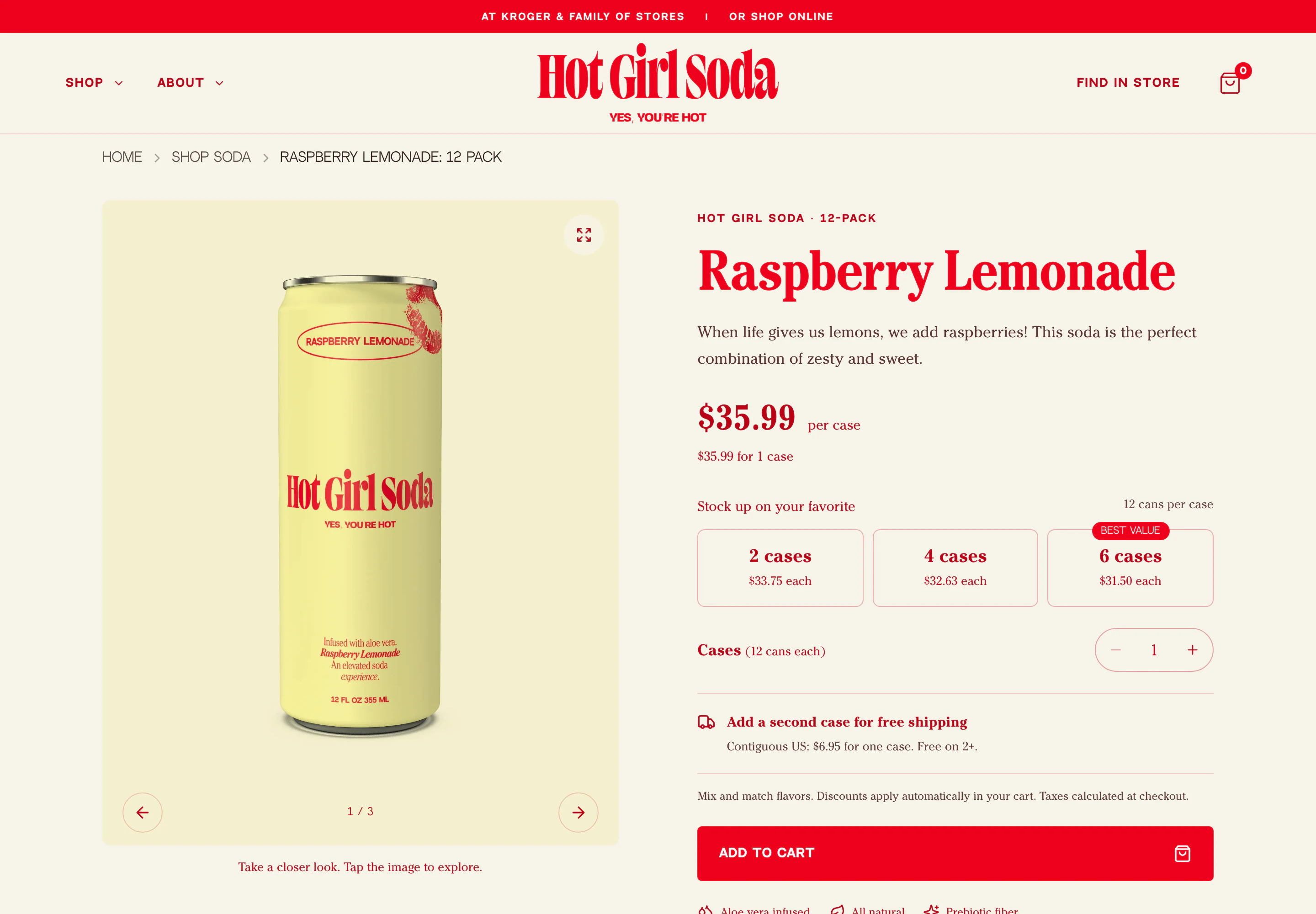 Desktop product page of Hot Girl Soda
