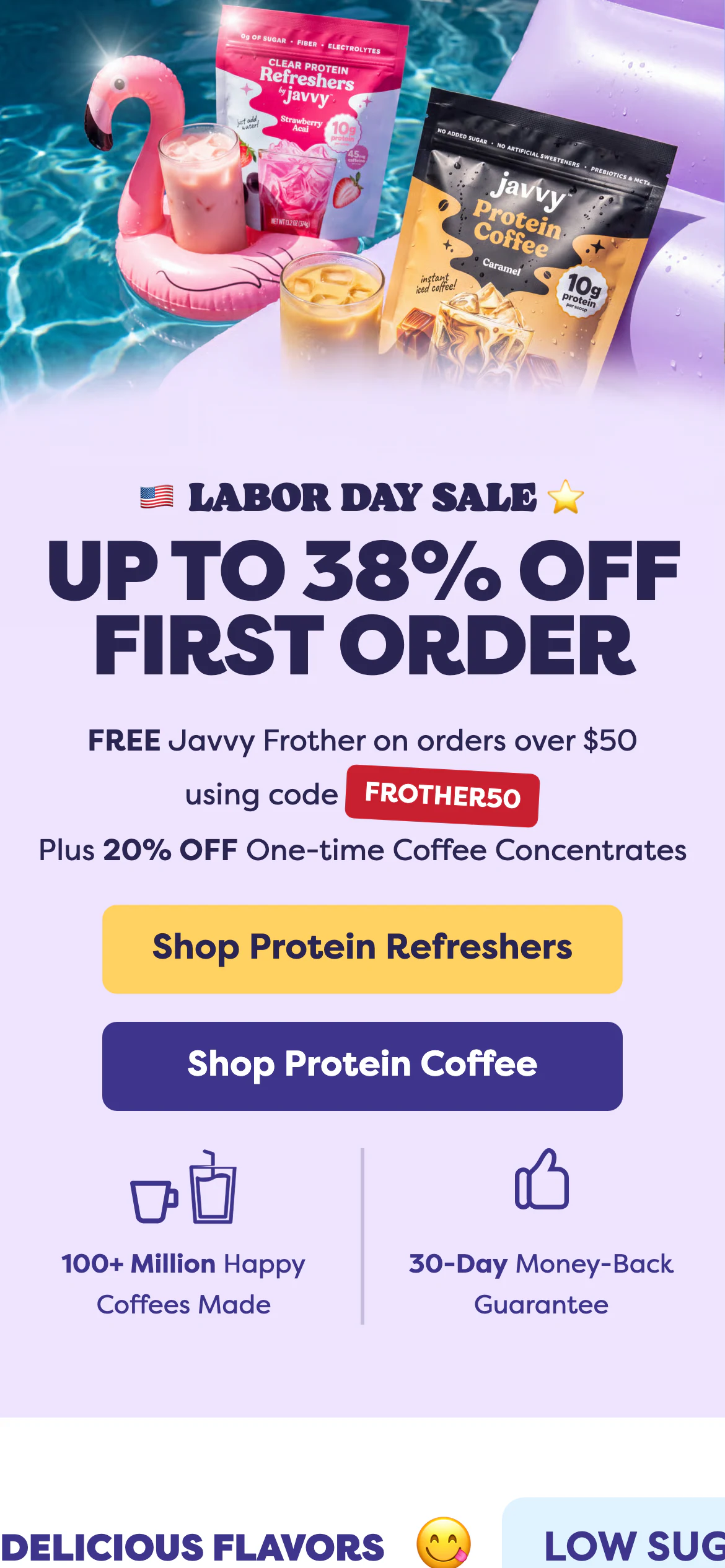 Javy Coffee mobile homepage