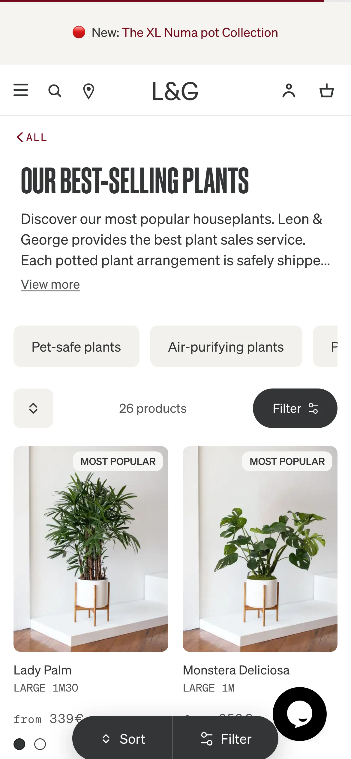 Mobile catalog of Léon & George