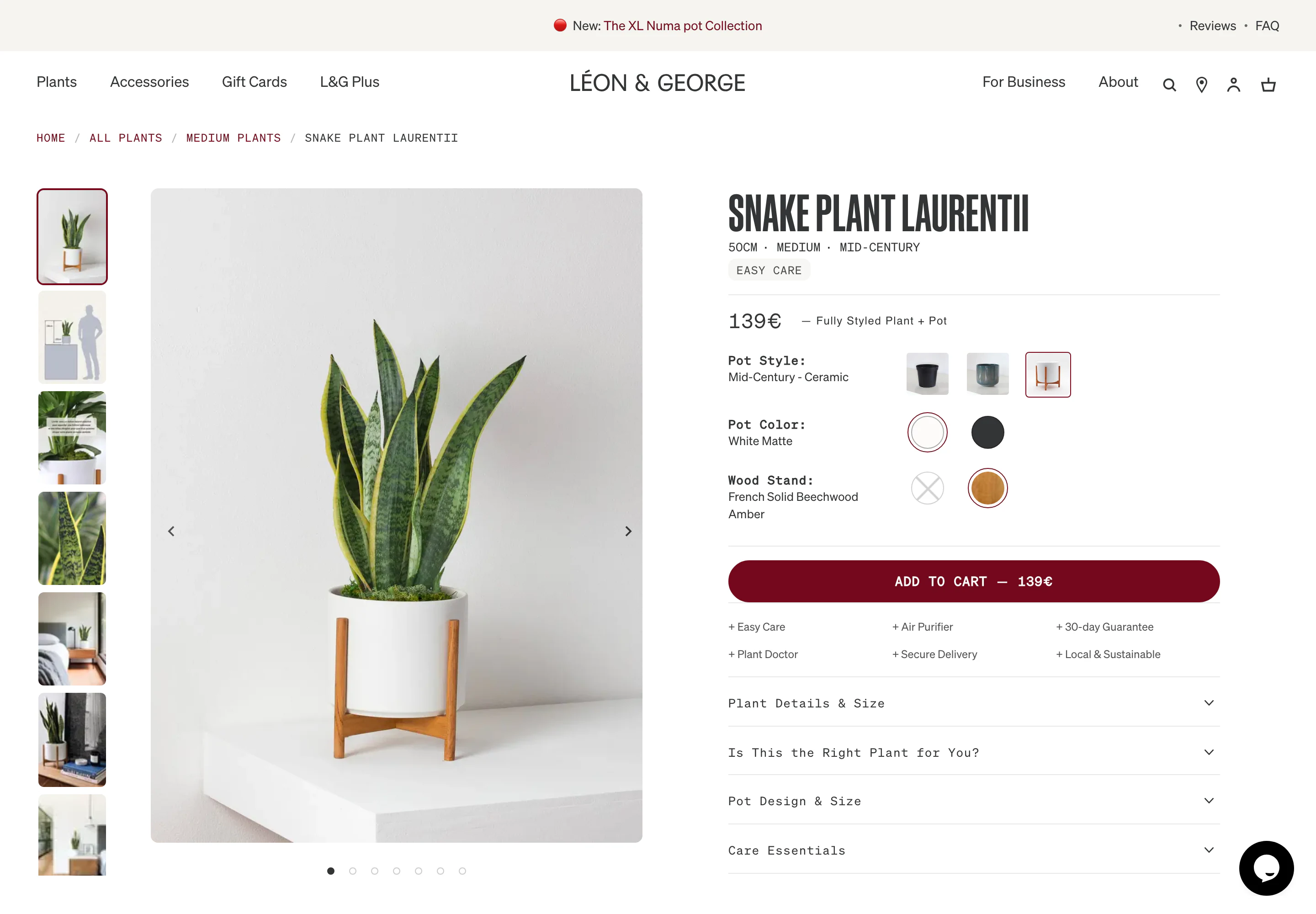 Desktop product page of Léon & George