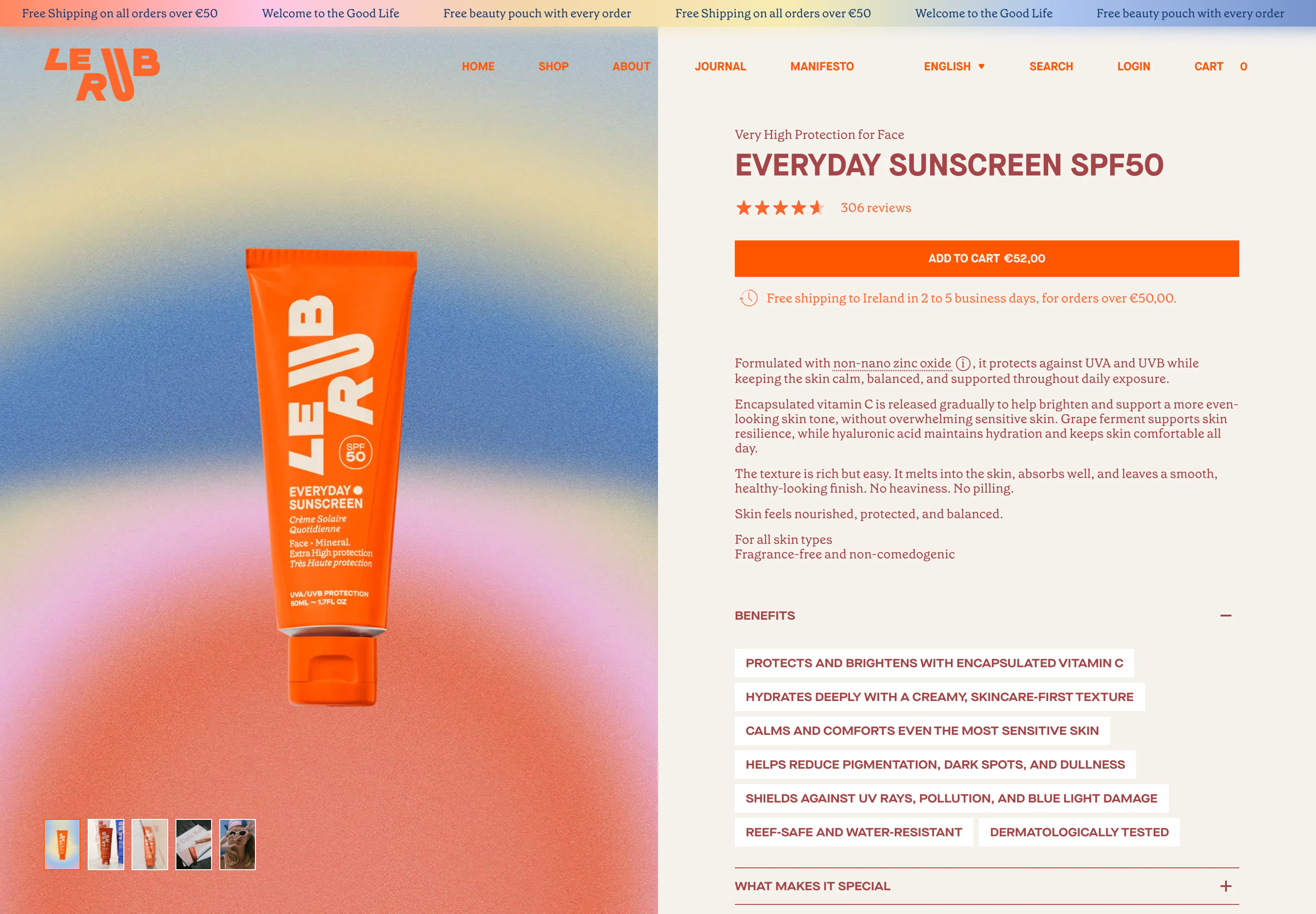 Desktop product page of Le Rub