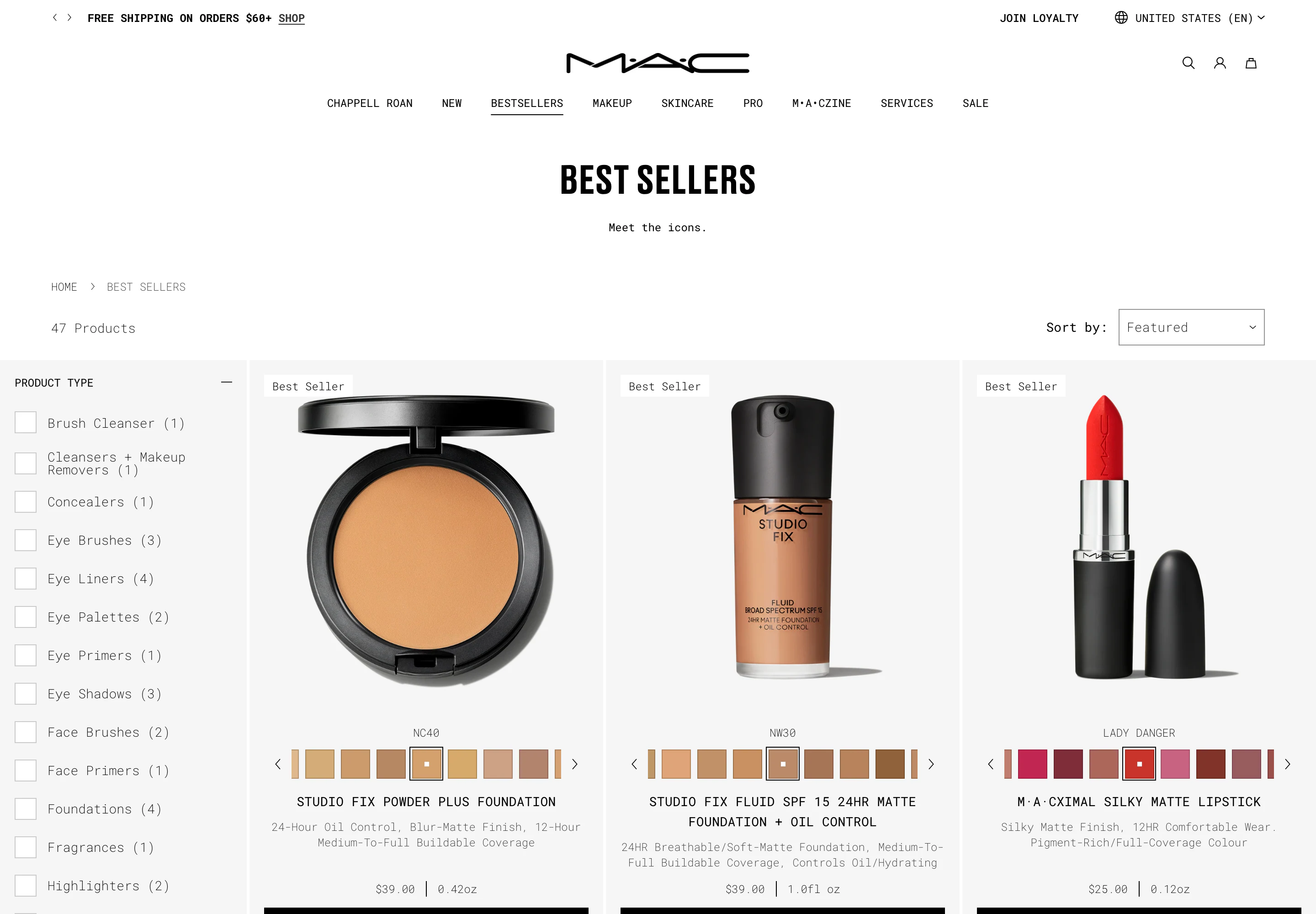 Desktop catalog of MAC Cosmetics