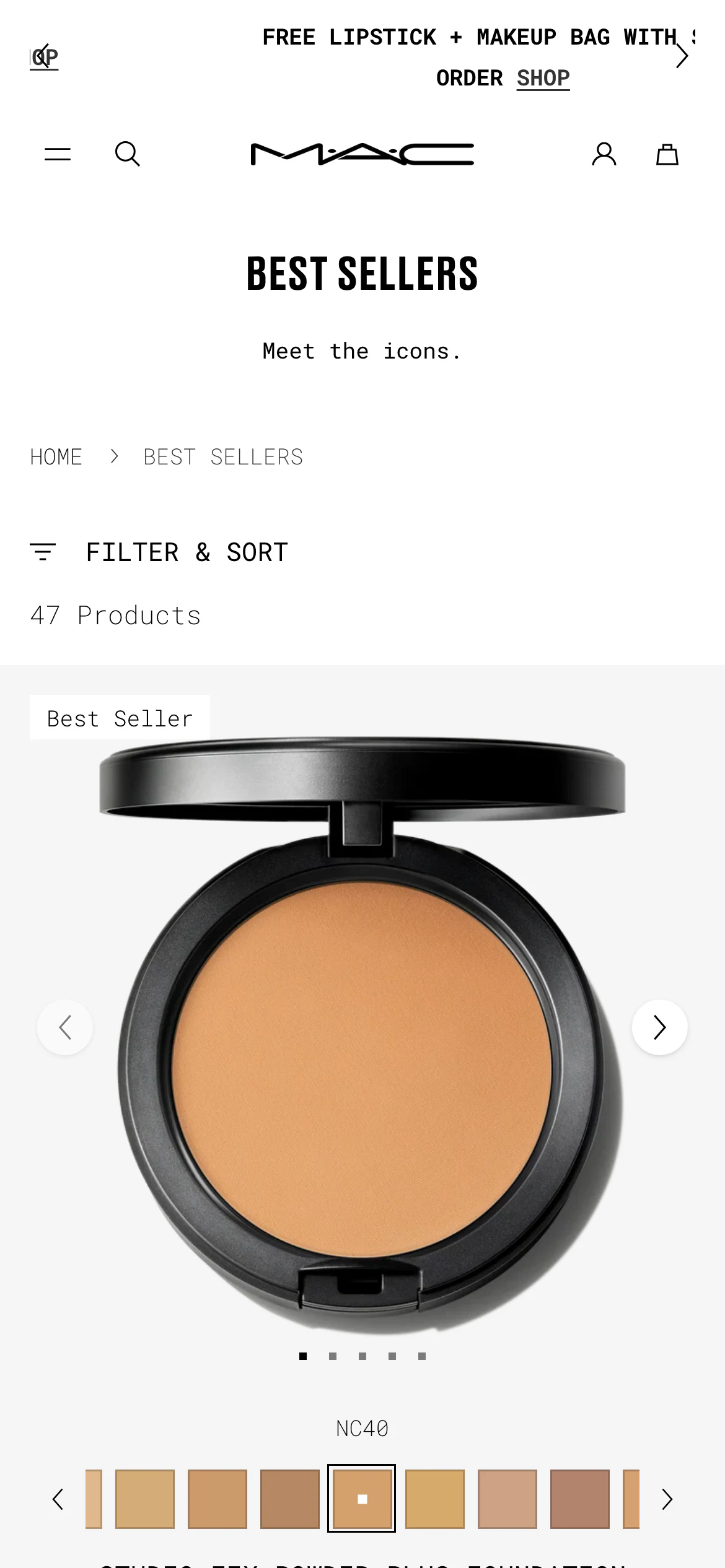 Mobile catalog of MAC Cosmetics