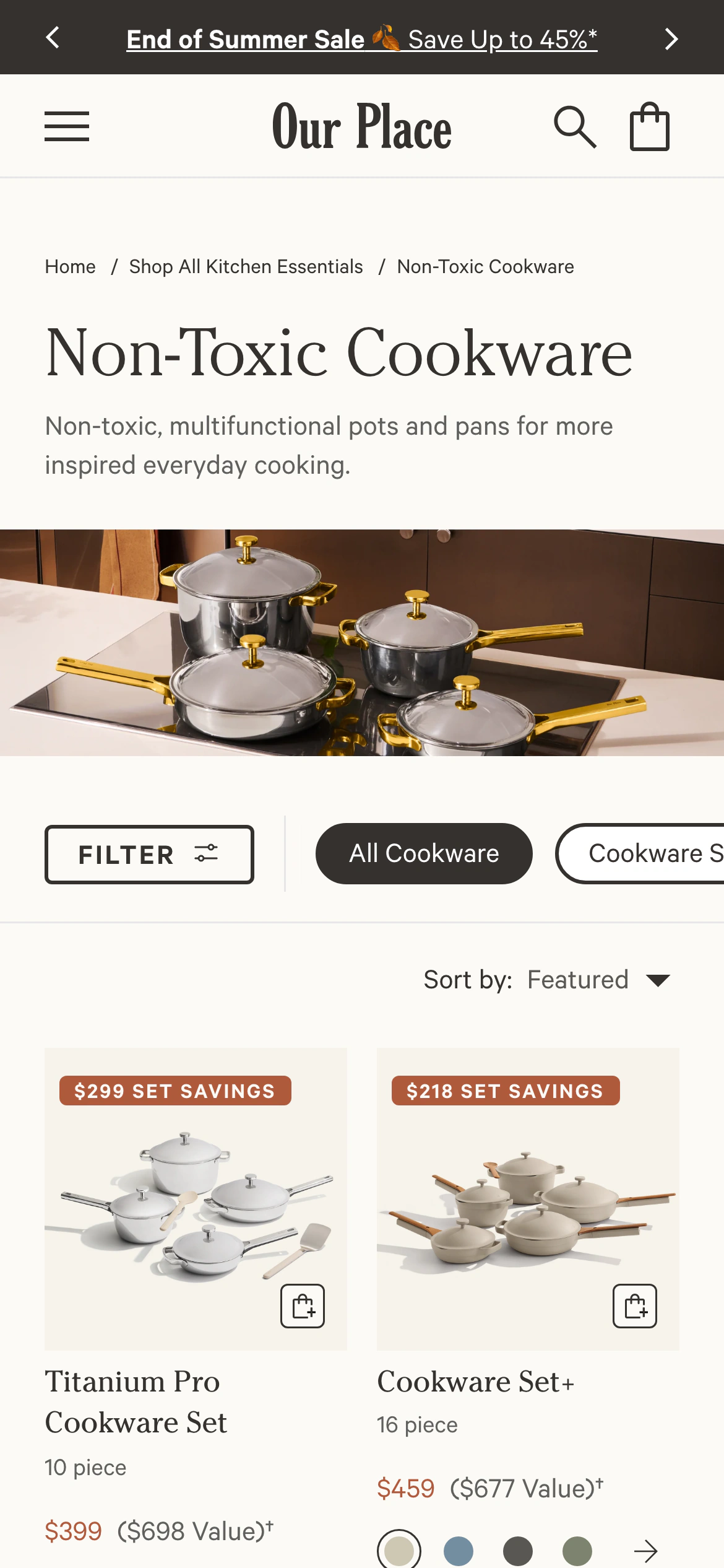 Mobile catalog of Our Place