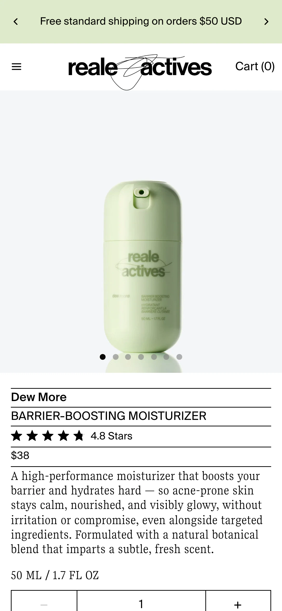 Mobile product page of Reale Actives