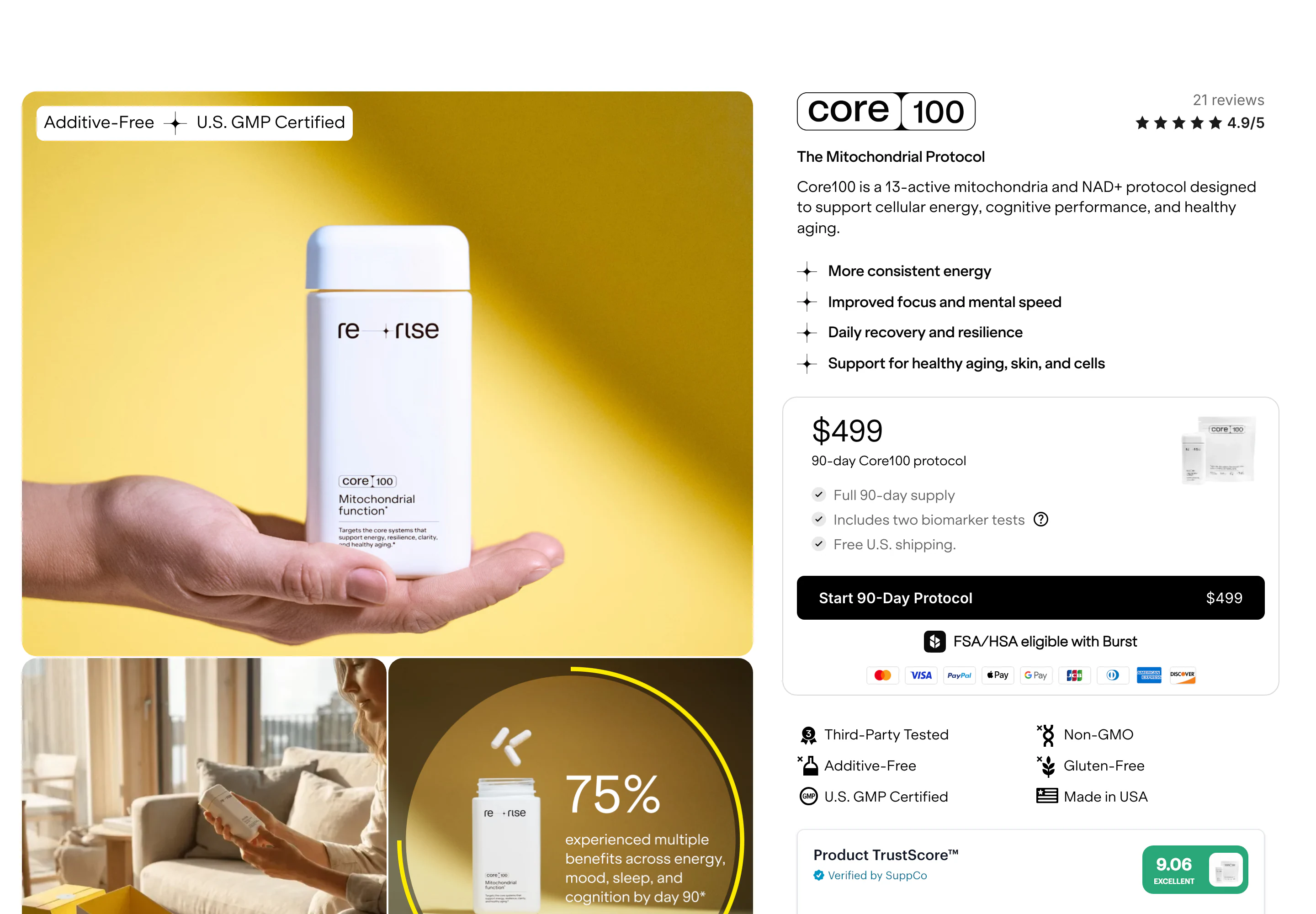 Desktop product page of Rerise