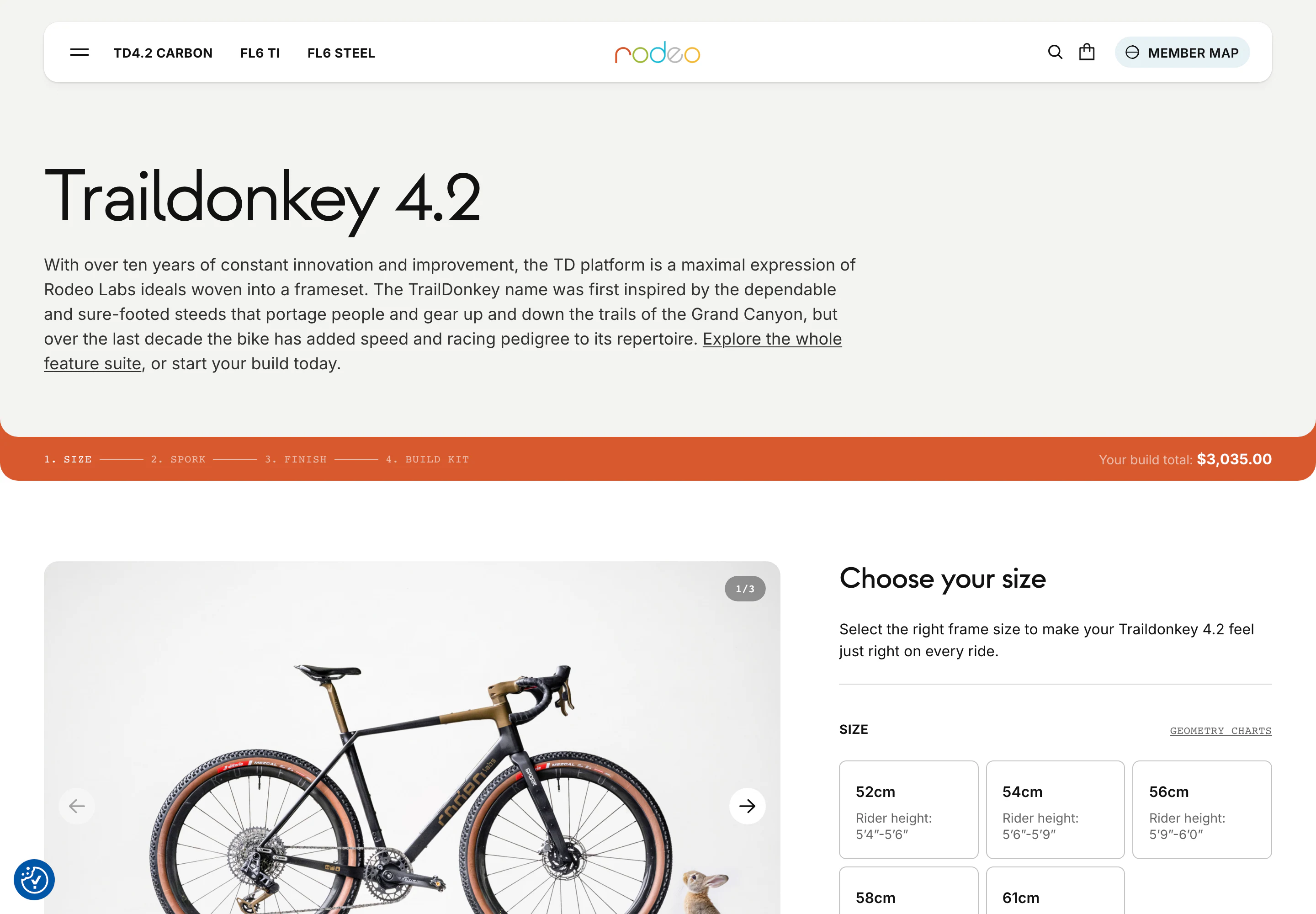 Desktop product page of Rodeo Adventure Labs