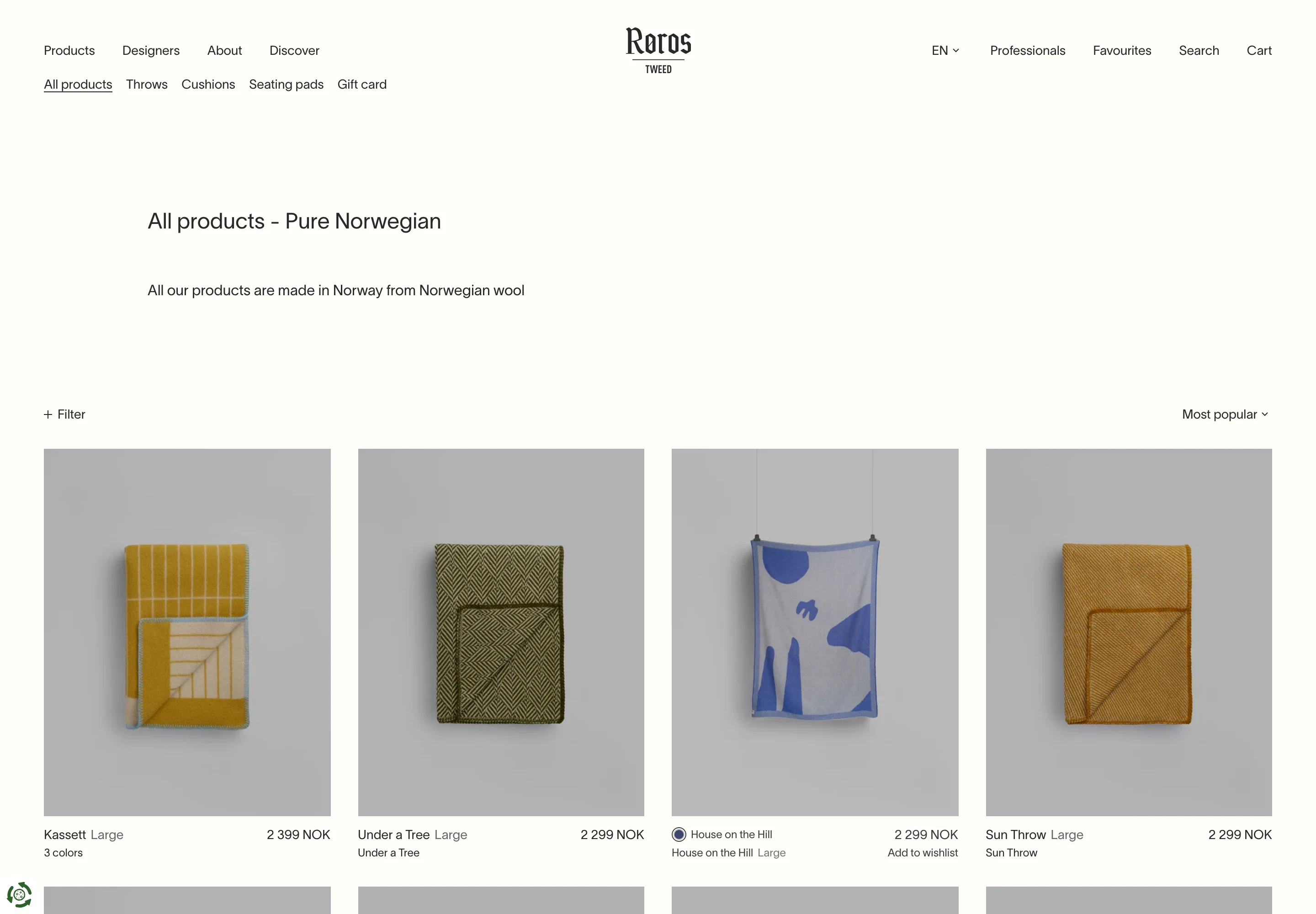 Desktop catalog of Røros Tweed