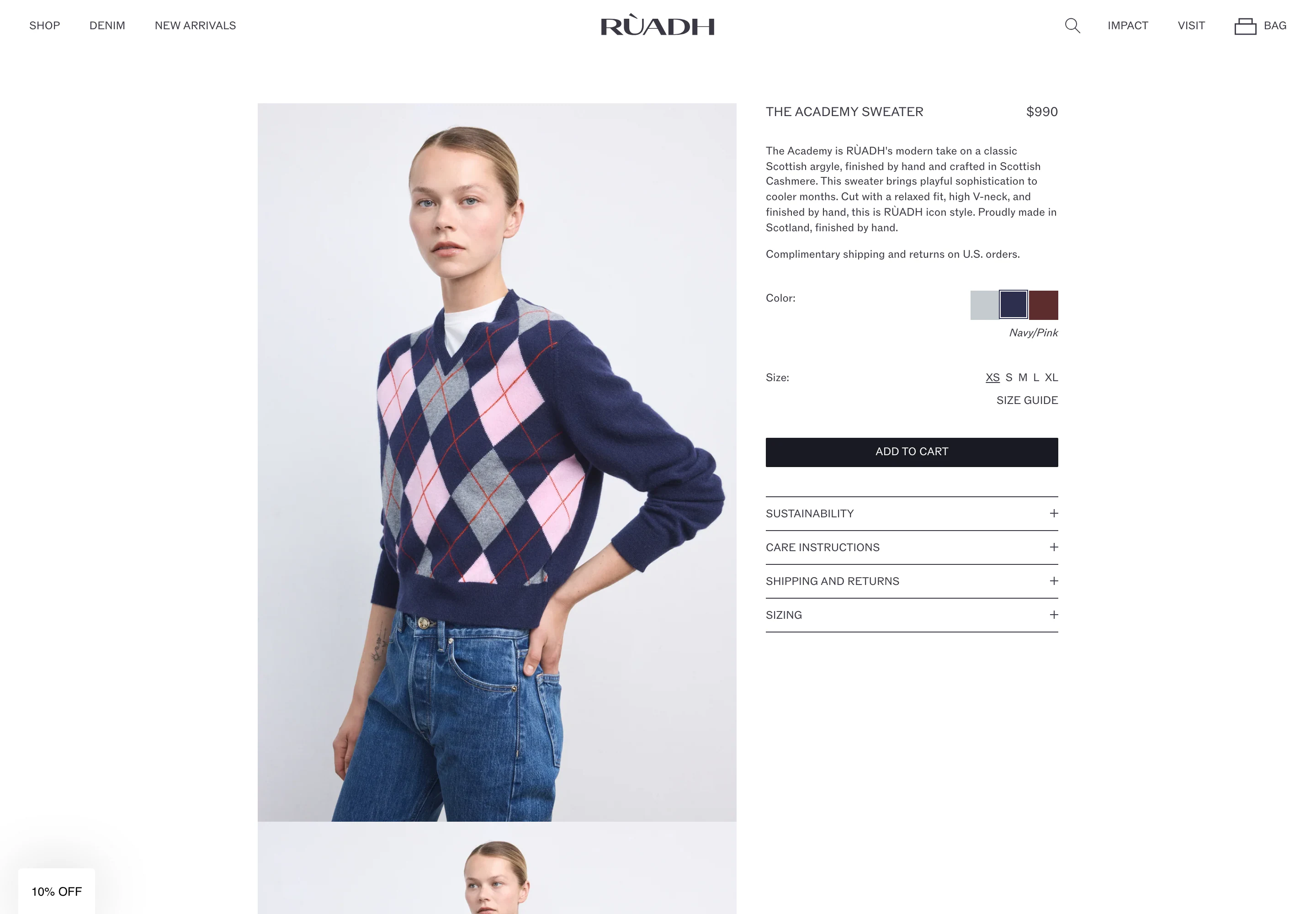 Desktop product page of Rùadh