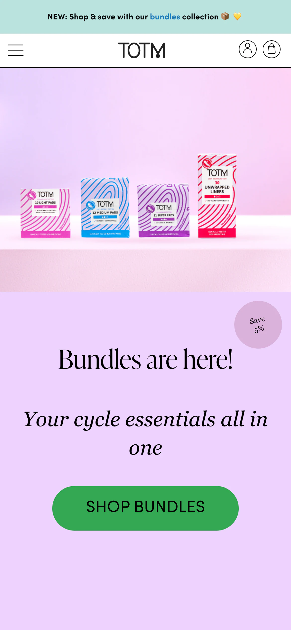 Mobile homepage of TOTM