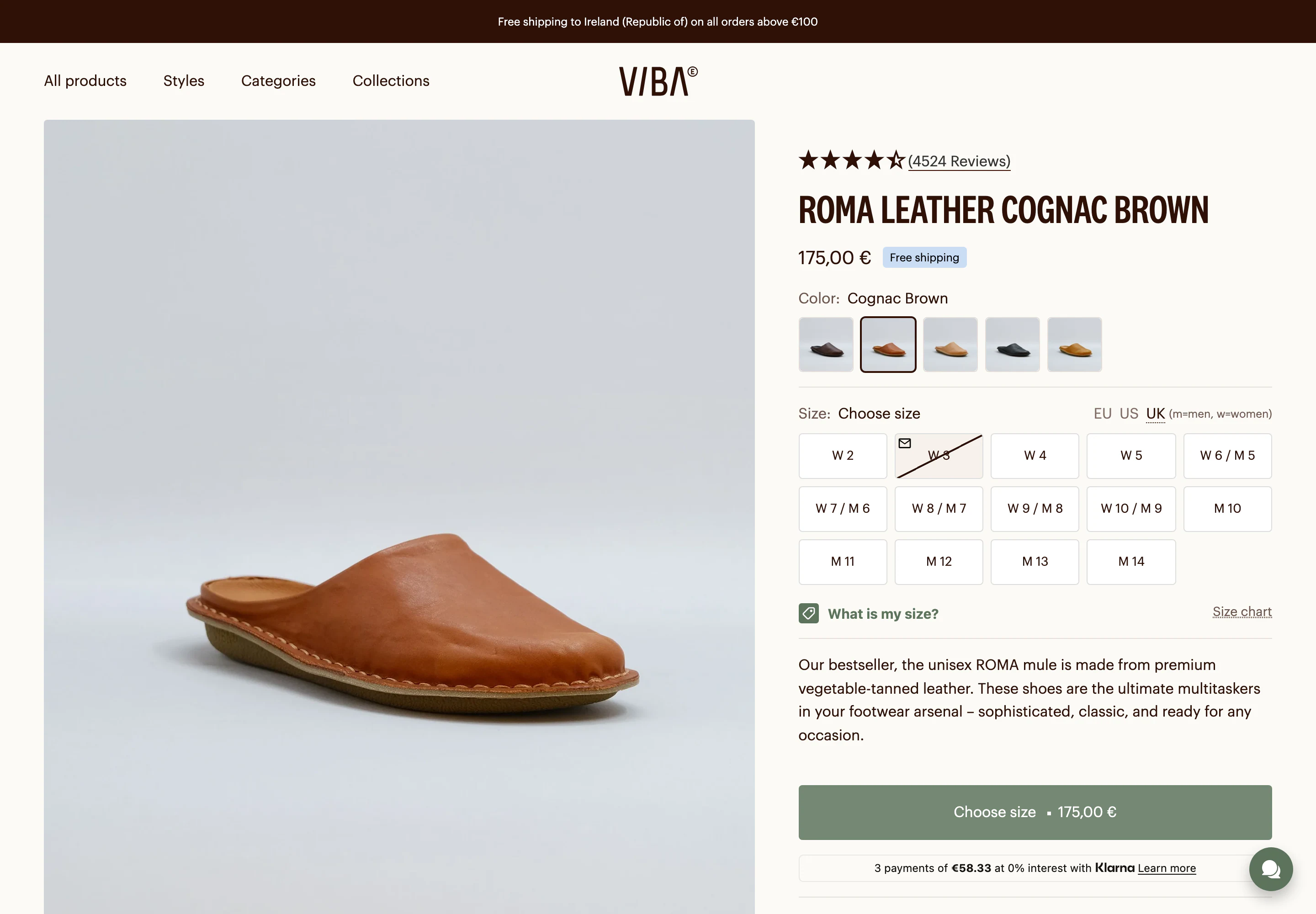 Desktop product page of VIBAe