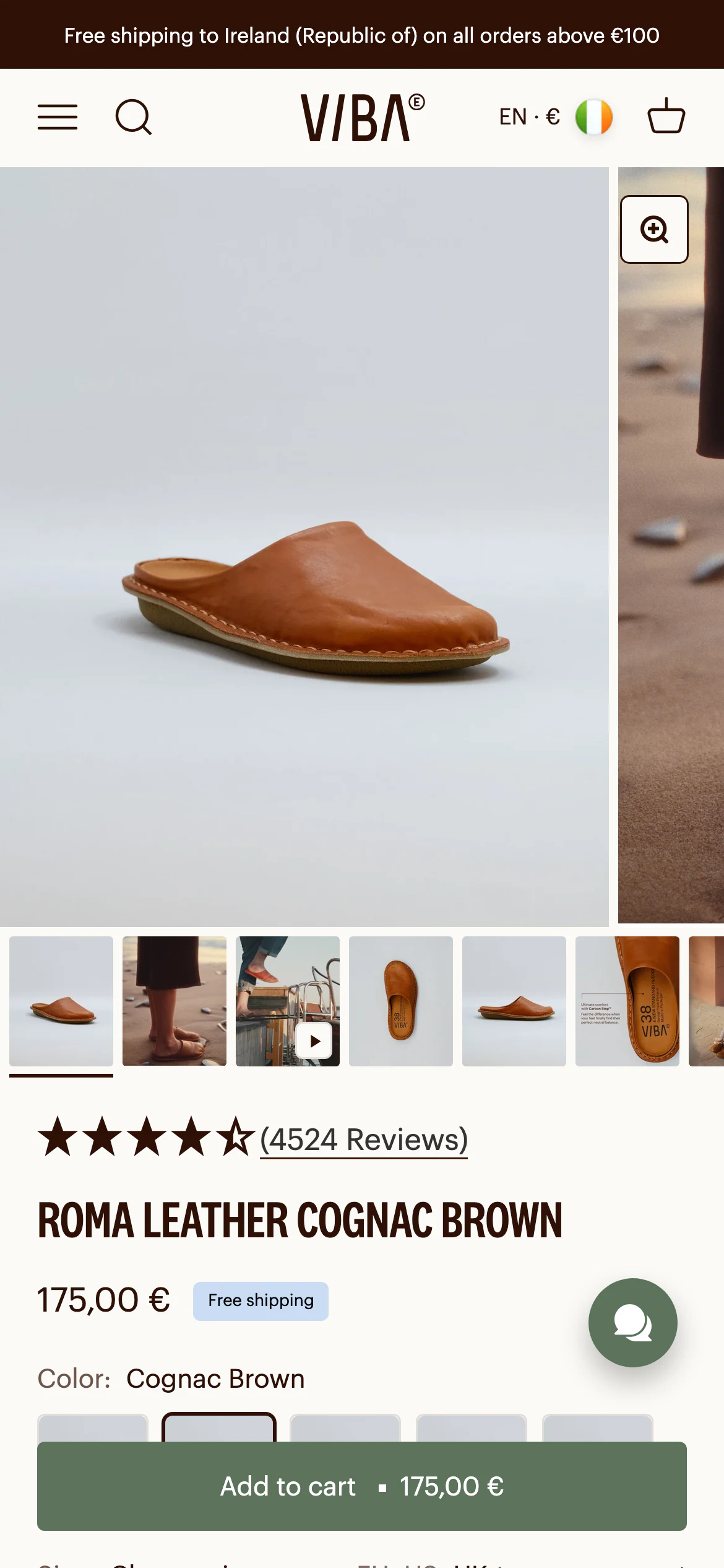 Mobile product page of VIBAe