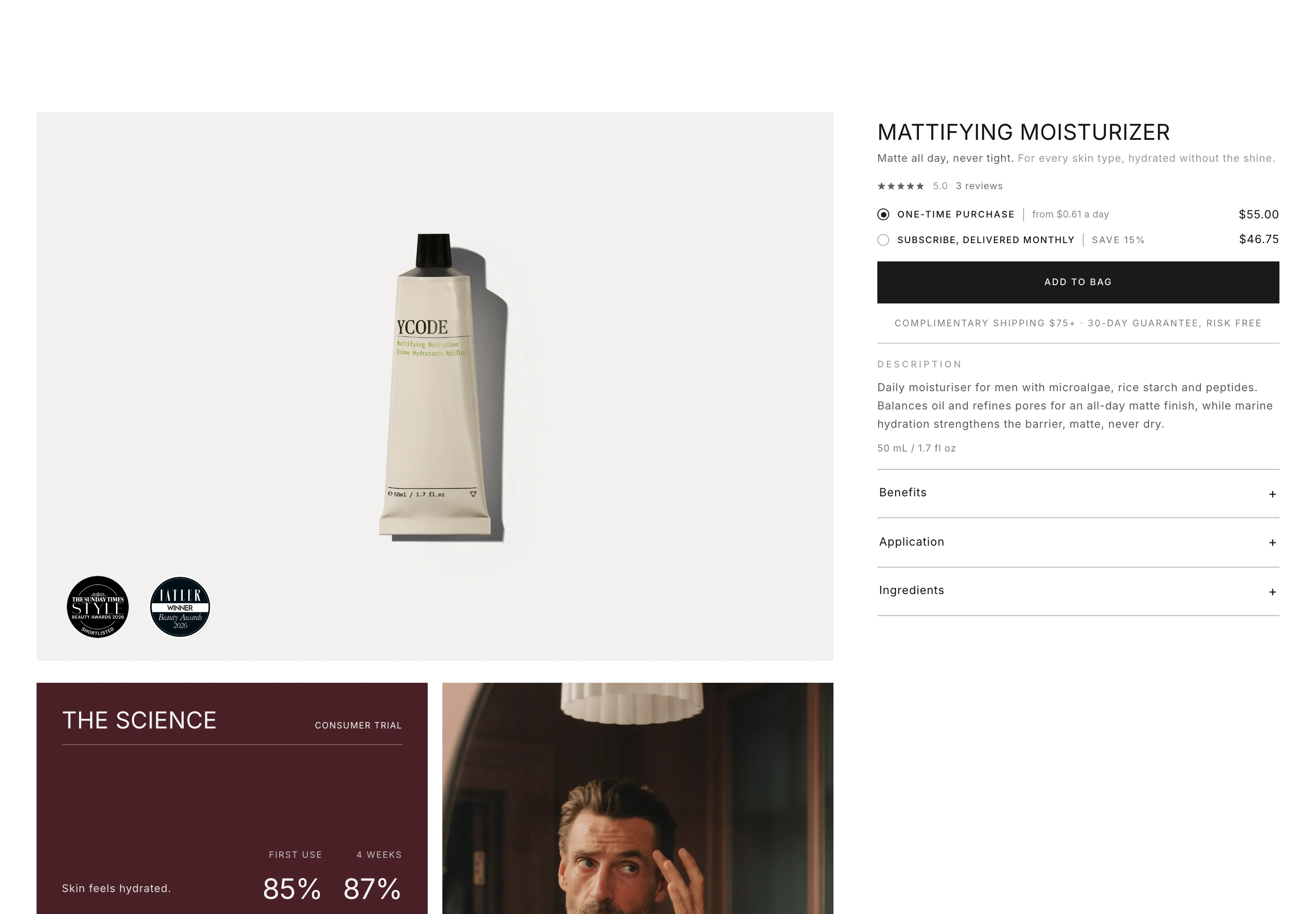 Desktop product page of YCODE